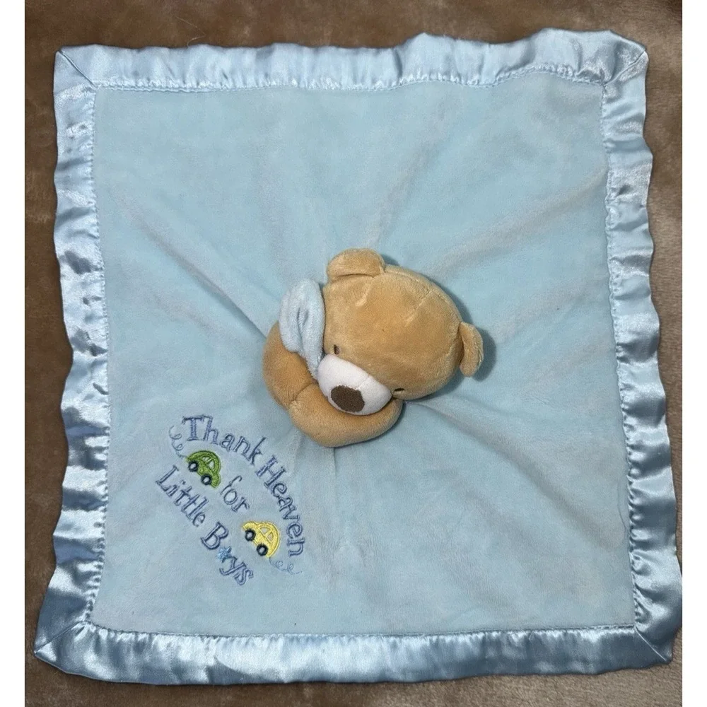 Baby Starters Lovey Thank Heaven For Little Boys Bear Blue Rattle Security Blank